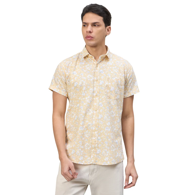 Duke Urban Men Short Style Casual Half Sleeve Shirt (SDO4PRAK) Yellow / XL / Printed