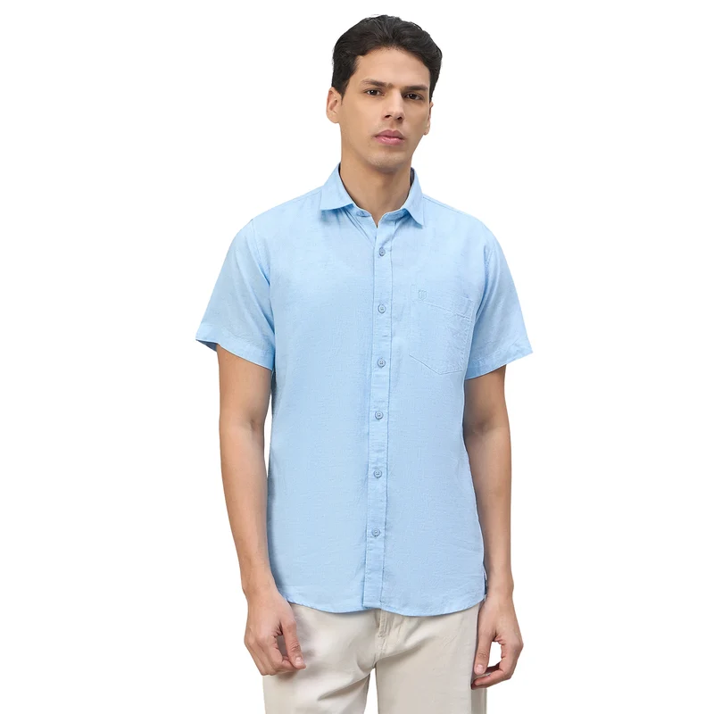 Duke Urban Men Short Style Casual Half Sleeve Shirt (SDO4PLCC) Sky / XXL / Solid