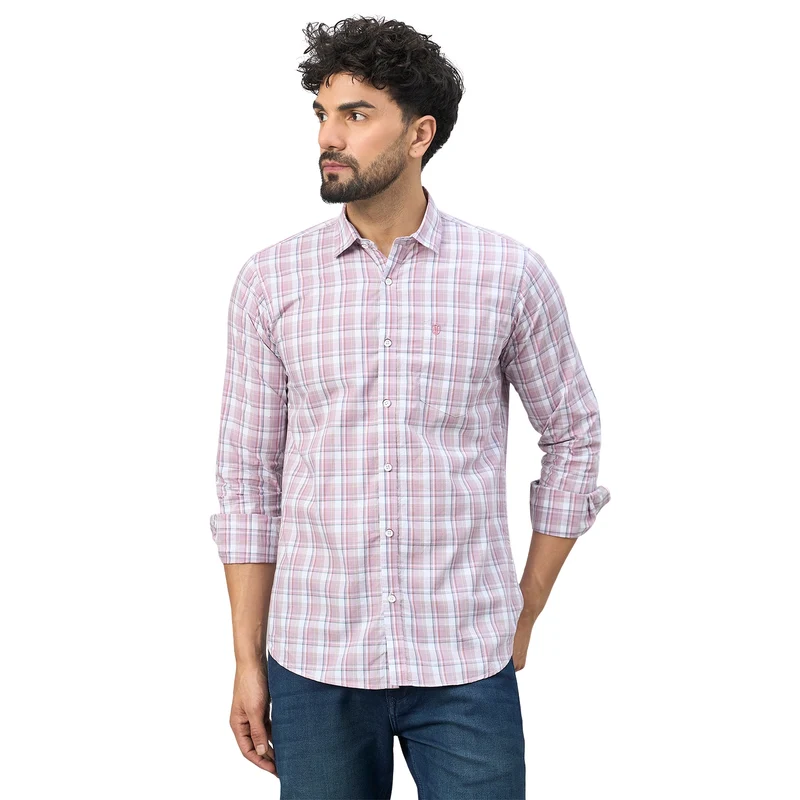 Duke Urban Men Shortstyle Checkered Shirt (SDO9CKT) Lavender / M / Checkered
