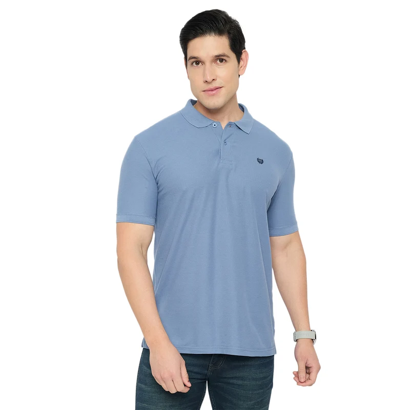 Duke Urban Men Half Sleeve Cotton Polo Tshirt (SD65) L / Air Force / Solid