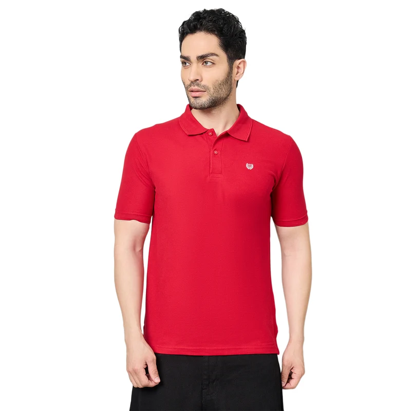 Duke Urban Men Half Sleeve Cotton Polo Tshirt (SD65) M / Red / Solid