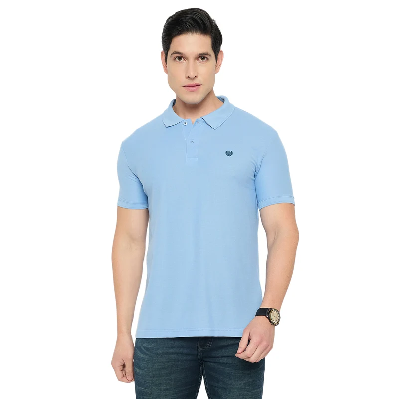 Duke Urban Men Half Sleeve Cotton Polo Tshirt (SD65) S / Sky / Solid