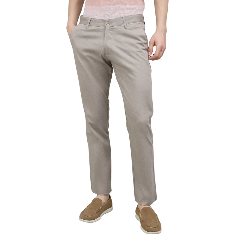 Duke Urban Men Flatfront Narrowfit Non-denim Casual Trouser (SDT4647) Beige / 34 / Solid