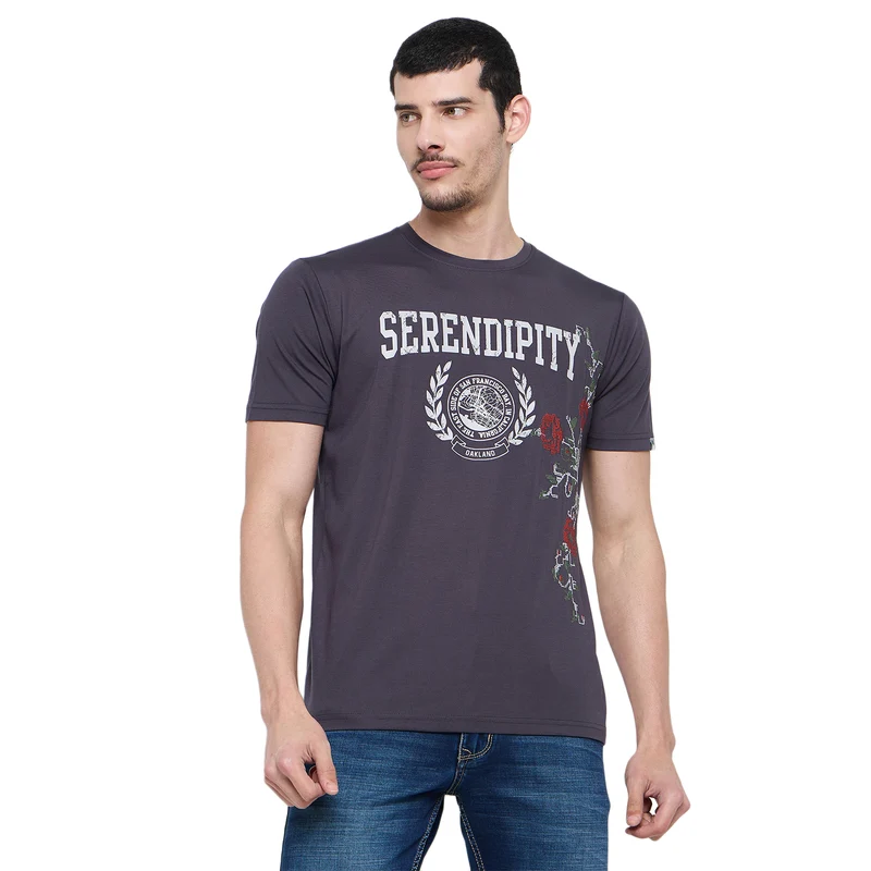 Duke Urban Men Half Sleeve Cotton Round Neck Tshirt (LF7544) Grey / XXL / Printed