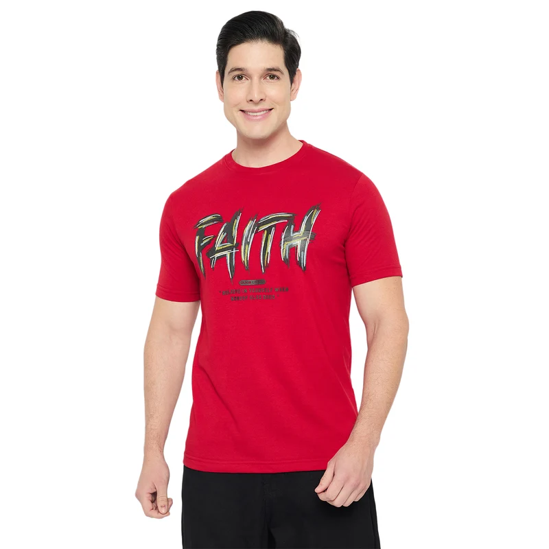 Duke Urban Men Half Sleeve Cotton Tshirt (LF7506) Red / S / Printed