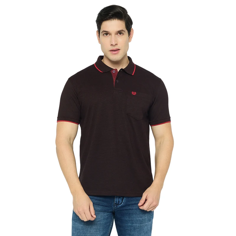 Duke Urban Men Half Sleeve Cotton Collared Tshirt (MSD67) Cranberry Mix / S / Solid