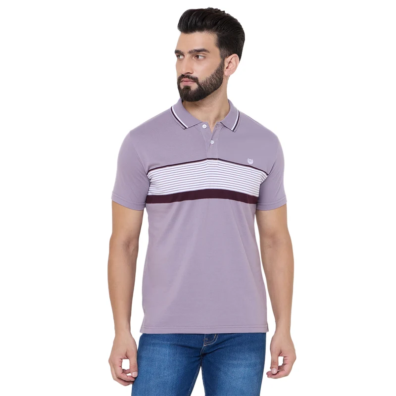 Duke Urban Men Half Sleeve Cotton Tshirt (MLF1147) Dusty Mauve / L / Striped