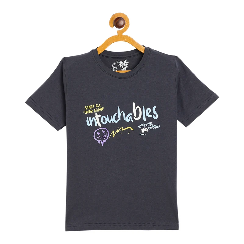 Duke Urban Boys Half Sleeve Cotton T-Shirt (LF694) Dirty Blue / 26 / Printed