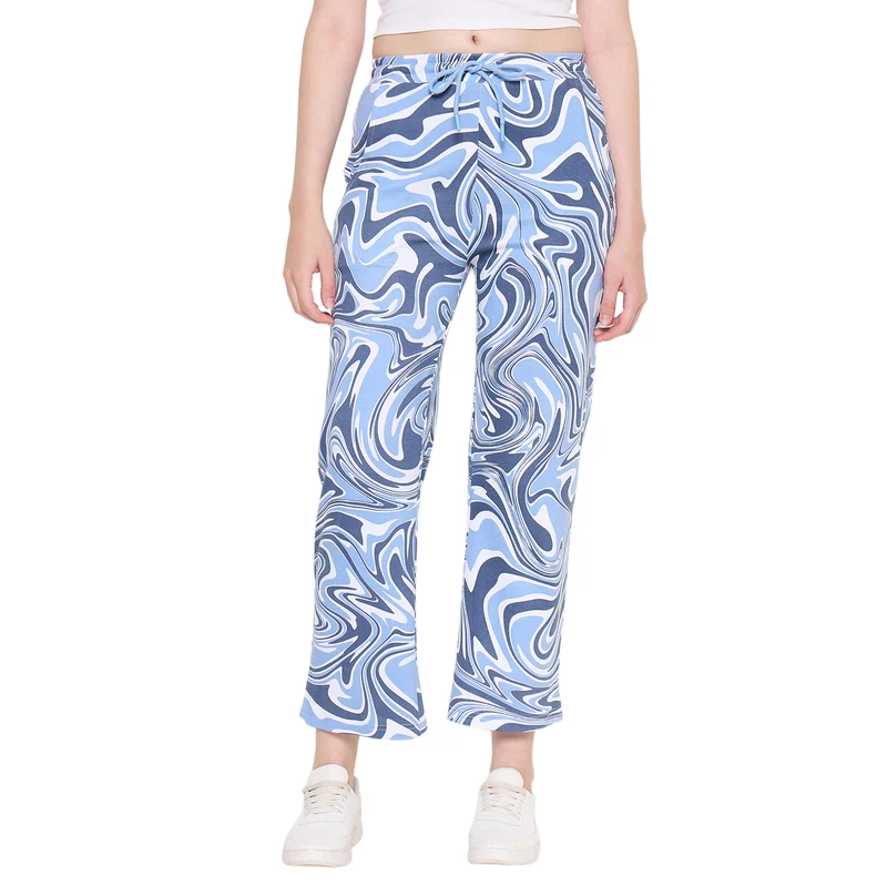 Duke Urban Women Printed Straight Fit Track Pant (LFX6702) Elemental Blue / XL / Printed