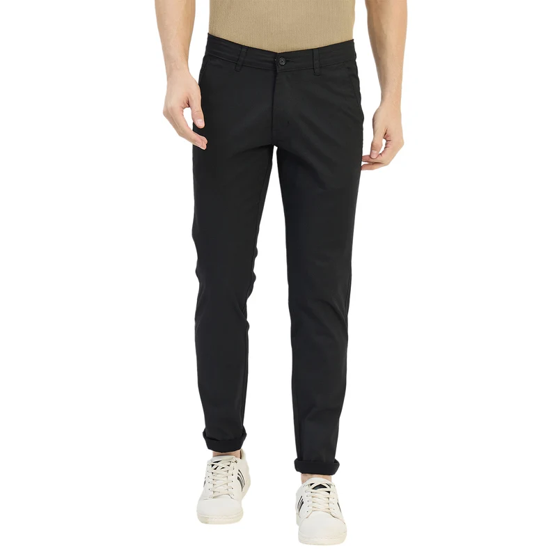 Duke Urban Men Cotton Chinos Trousers (SDT4627) Black / 30 / Solid