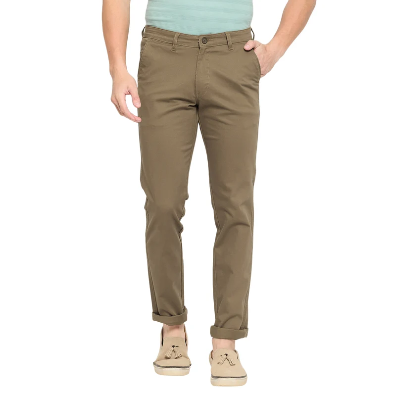 Duke Urban Men Flatfront Narrowfit Chinos Trousers (SDT4626) Khaki / 34 / Solid