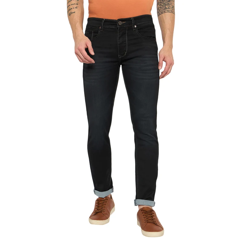 Duke Urban Men Slim Fit Stretchable Jeans (SDD5738S) Blue Black / 34 / Washed