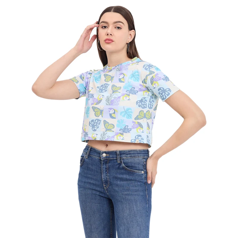 Duke Urban Women Half Sleeve Top (LFX4205) Lavender / S / Printed