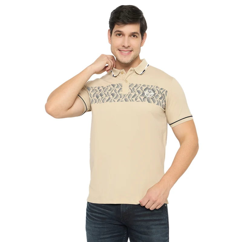 Duke Urban Men Half Sleeve Cotton Tshirt (LF7454) Fawn / M / Printed