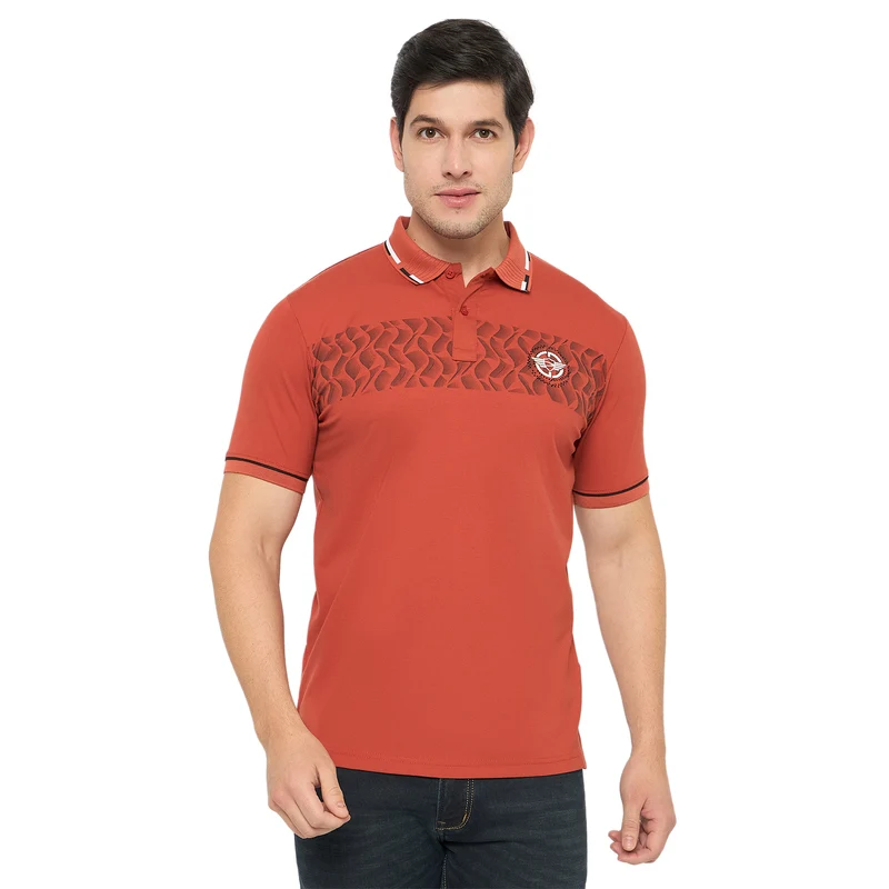 Duke Urban Men Half Sleeve Cotton Tshirt (LF7454) Rust / XL / Printed