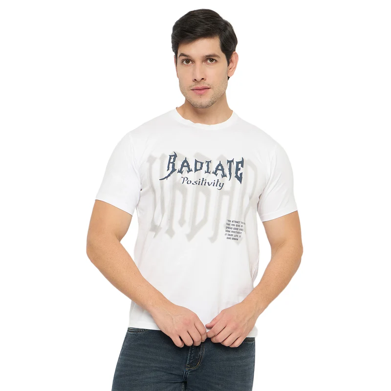 Duke Urban Men Half Sleeve Cotton Tshirt (LF7433) White / S / Printed
