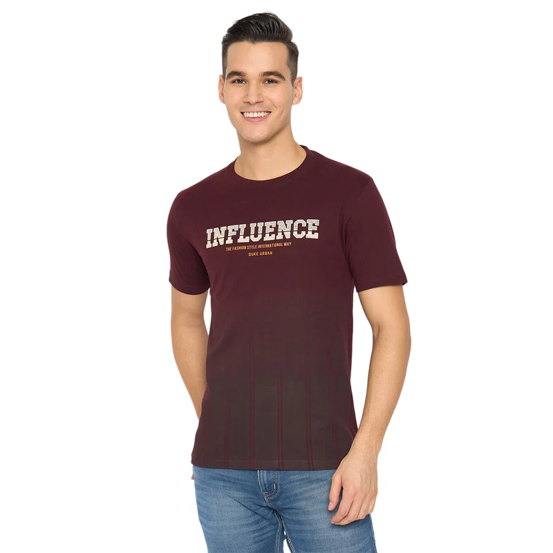 Duke Urban Men Half Sleeve Cotton T-shirt (ONLF299) Wine / XL / Printed