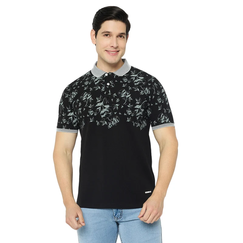 Duke Urban Men Half Sleeve Cotton Polo Tshirt (LF7406) Black / S / Printed