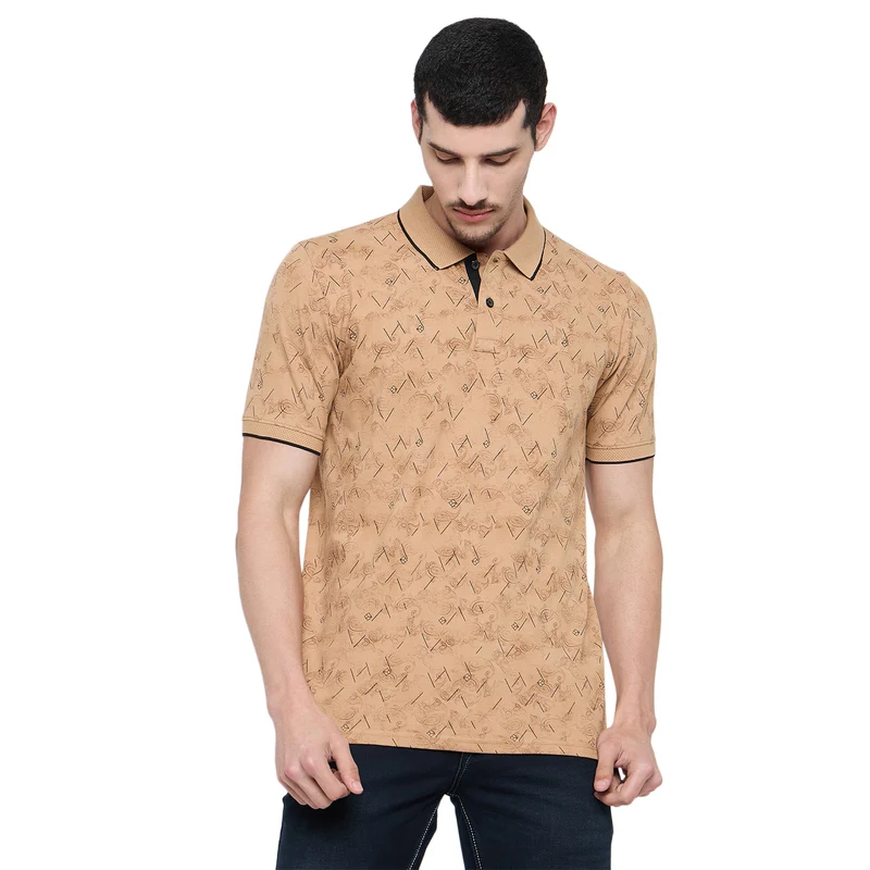 Duke Urban Men Half Sleeve Cotton Polo Tshirt (LF7407) Caramel / XXL / Printed