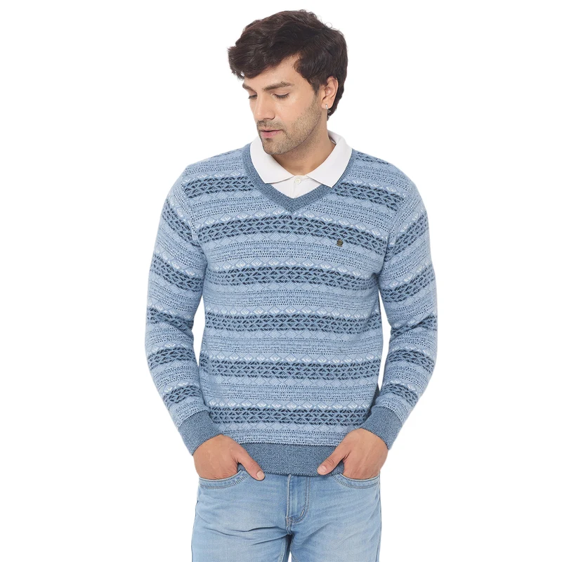 Duke Urban Men Round Neck Sweater (SDS2254) Airforce / XXL / Self Design