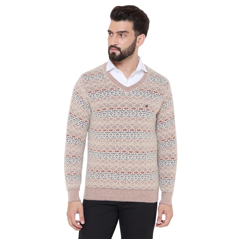Duke Urban Men Round Neck Sweater (SDS2254) Fawn / S / Self Design