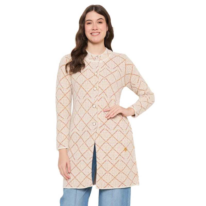 Duke Urban Women Full Sleeve Long Coat Type Sweater (SDS1317) Golden Yellow / XXL / Self Design