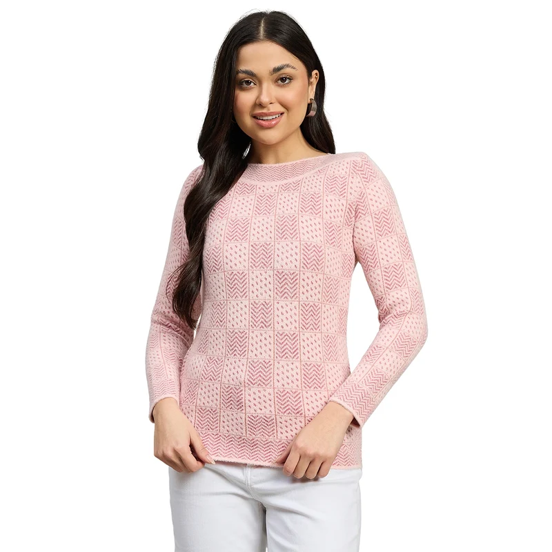 Duke Urban Women Full Sleeve Boat Neck Sweater (SDS1398C) L.Pink / S / Self Design