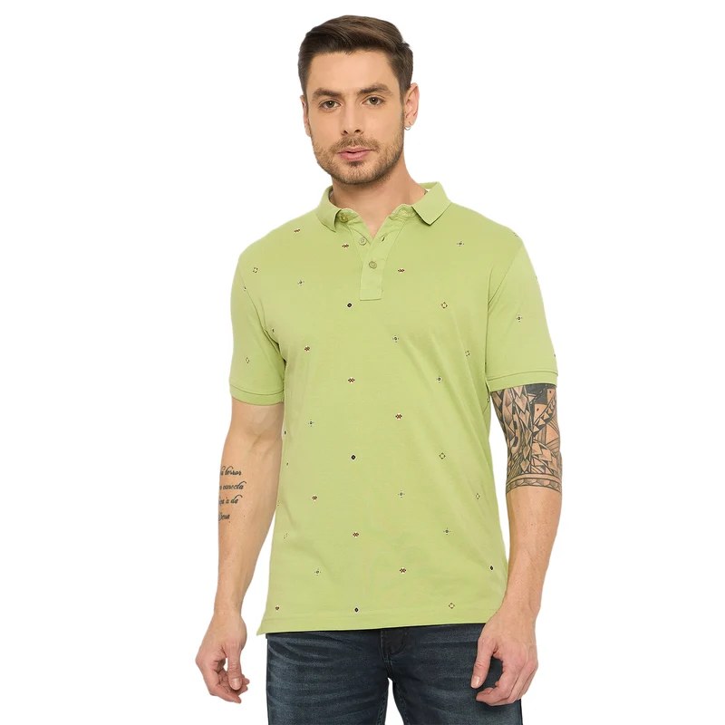 Duke Urban Men Half Sleeve Cotton Polo Tshirt (LF7412) Apple Green / XXL / Prnted