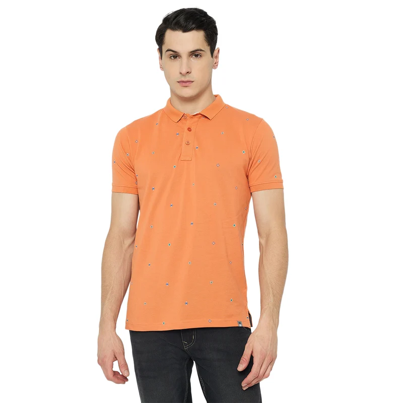 Duke Urban Men Half Sleeve Cotton Polo Tshirt (LF7412) Appricot / XXL / Prnted
