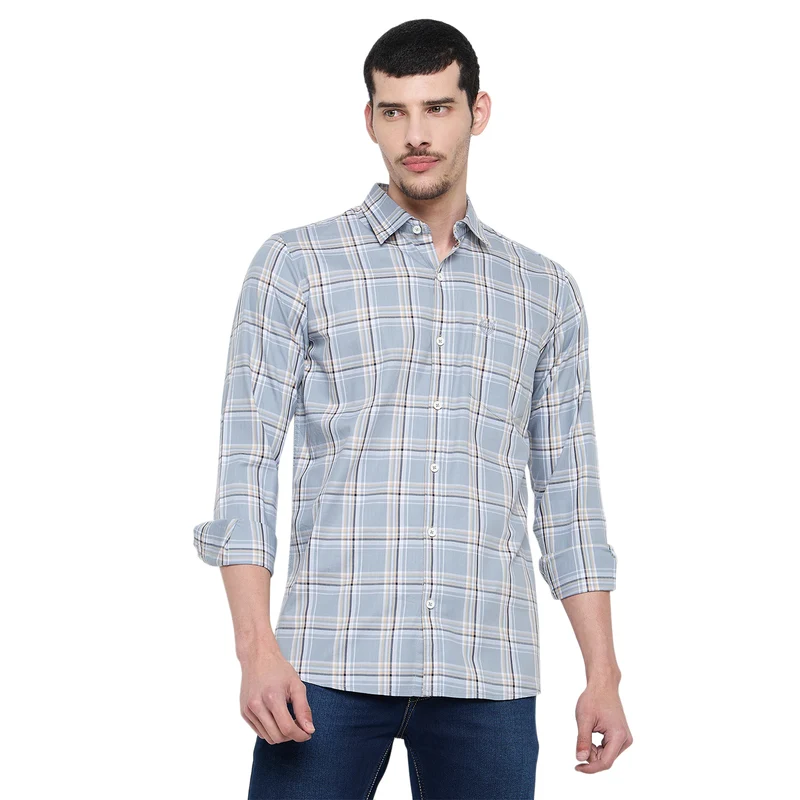 Duke Urban Men Full Sleeve Cotton Shirt (SDO6CHC) L.Grey / XXL / Checkered