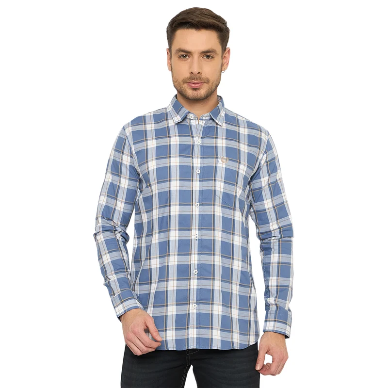 Duke Men Full Sleeve Cotton Shirt (SDO6CHB) Denim / M / Checkered