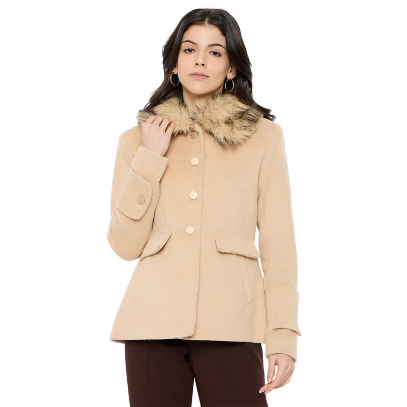 Duke Urban Women Full Sleeve Long Coat (SDZ4177C) Beige / M / Solid