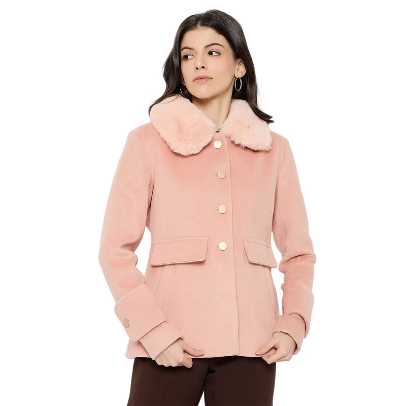 Duke Urban Women Full Sleeve Long Coat (SDZ4177C) Peach / XXL / Solid