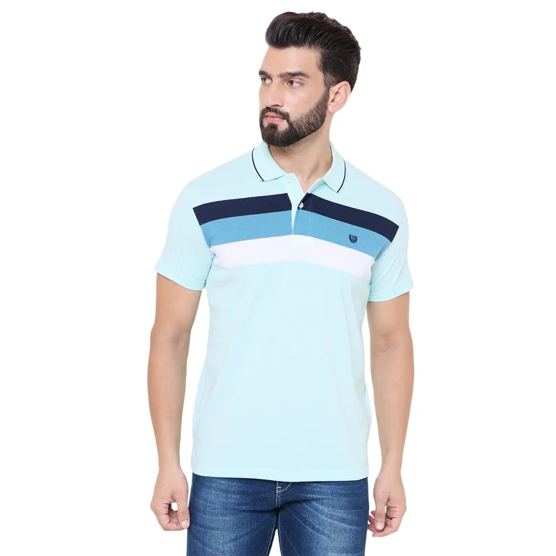 Duke Urban Men Half Sleeve Cotton Tshirt (MLF1153) Mint Green / XXL / Colorblock