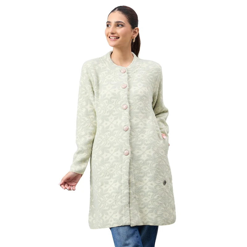 Duke Urban Women Full Sleeve Front Open Regular Cardigan (SDS1281) Mint Green / XXL / Self Design