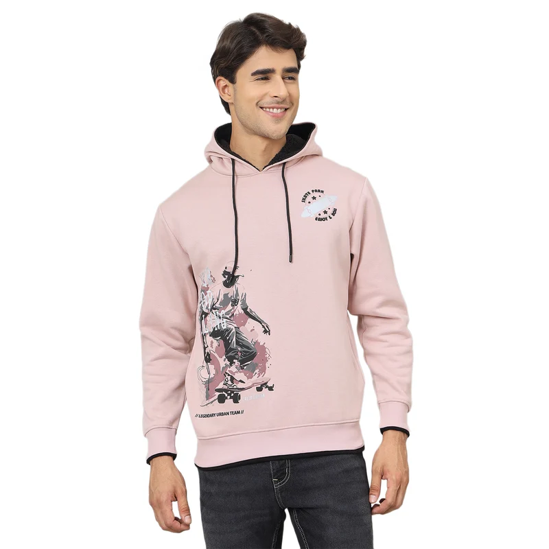 Duke Urban Men Hooded Regular Sweatshirt (LF6391) Dusty Pink / XXL / Printed