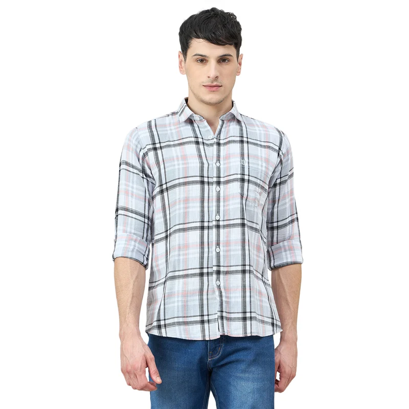 Duke Urban Men Full Sleeve Cotton Shirt (SDO8CKAW) L.Grey / XL / Checkered