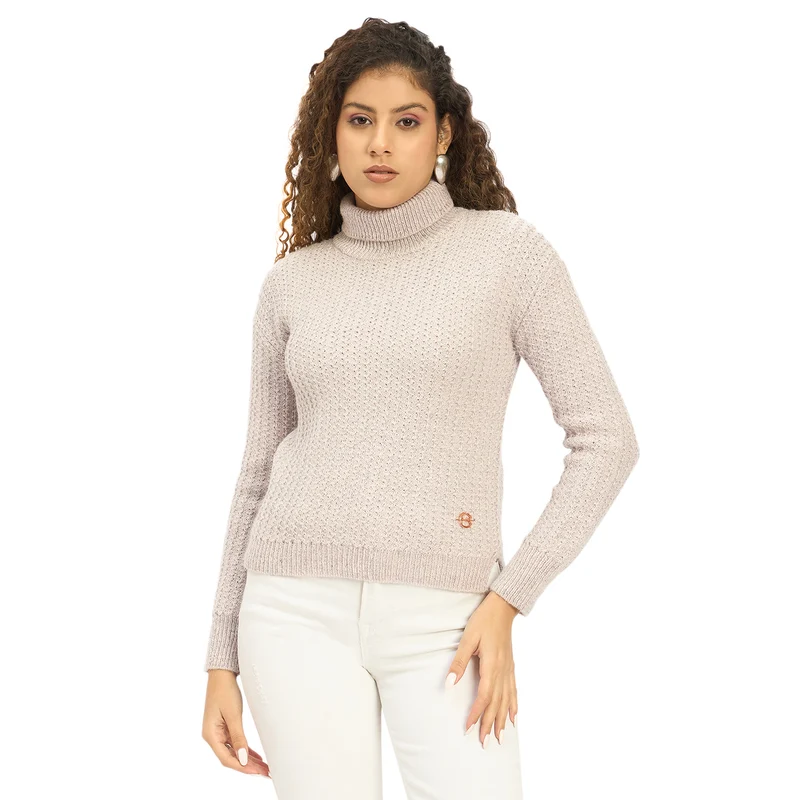 Duke Urban Women Full Sleeve Turtle Neck Sweater (SDS1241N) Pink / XXL / Self Design
