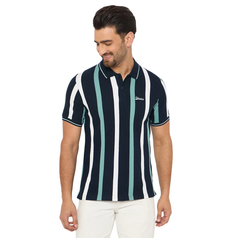 Duke Urban Men Half Sleeve Cotton T shirt (LF7345) Navy / S / Striped
