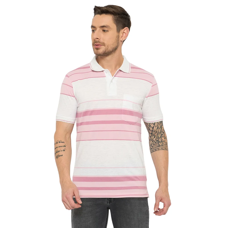 Duke Urban Men Half Sleeve Cotton Tshirt (LF7379) Lavender / M / Striped