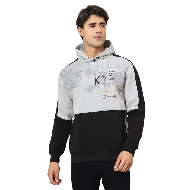 Duke Urban Men Hooded Regular Sweatshirt (LF6354) Cement Hairy / XXL / Color Block