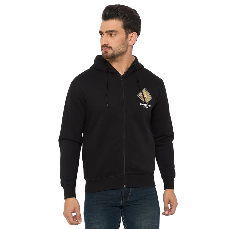 Duke Urban Men Full Sleeve Hooded Sweatshirt (LF6380) Black / XXL / Solid