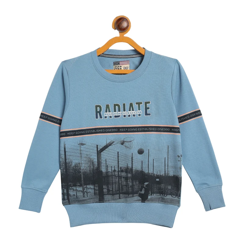 Duke Urban Boys Full Sleeve Round Neck Printed Sweatshirt (LF341N) Stone Grey / 32 / Printed