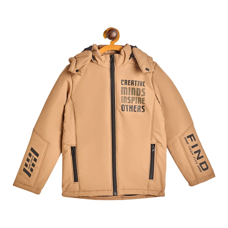 Duke Urban Boys Full Sleeve Hooded Jacket (SDZ5030) Beige / 34 / Solid
