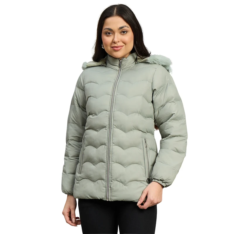 Duke Women Short Style Hooded Bomber Jacket (SDZ4114) Sage / XL / Solid