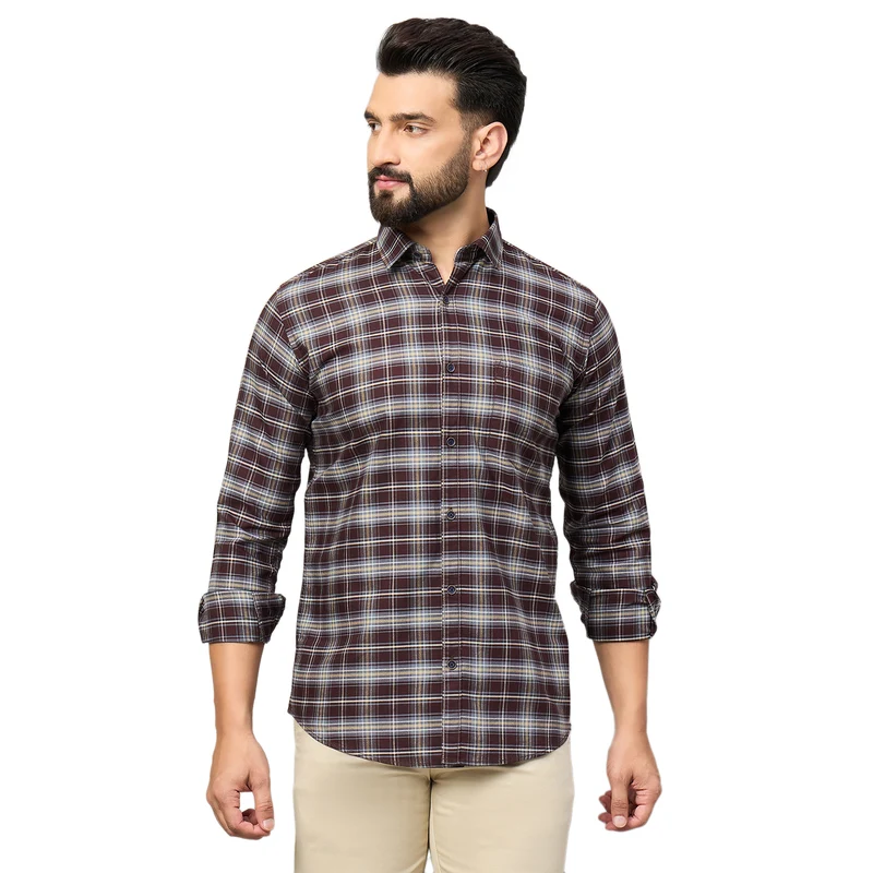 Duke Urban Men Full Sleeve Cotton Shirt (SDO5CKBB) Coffee / M / Checkered