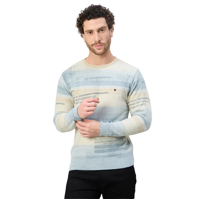 Duke Urban Men Round Neck Regular Sweater (SDS2283B) Mustard Space / 3XL / Self Design