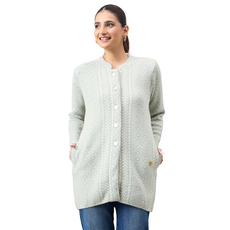 Duke Urban Women Full Sleeve Front Open Regular Cardigan (SDS1286) Fawn / L / Self Design
