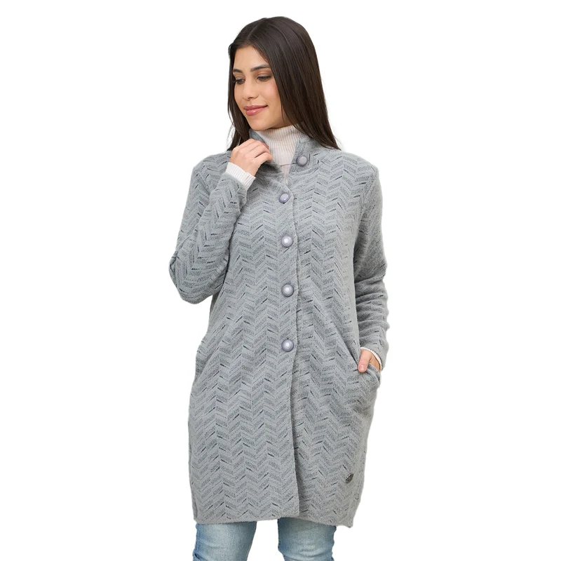 Duke Urban Women Long Coat Regular Sweater (SDS1334) Ash / M / Self Design