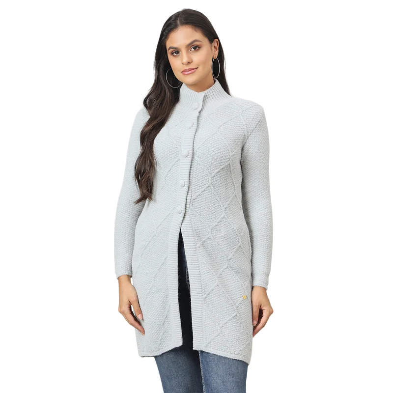 Duke Urban Women Long Coat Regular Sweater (SDS1335) Cement / S / Self Design